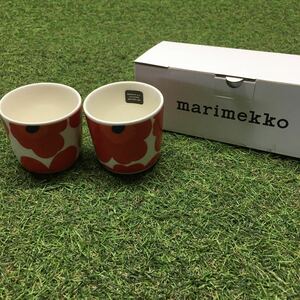 GX4409 MARIMEKKO マリメッコ UNIKKO ウニッコ 067849-001 ラテマグカップ 2個セット食器 ホワイト.レッド 未使用 保管品 コップ