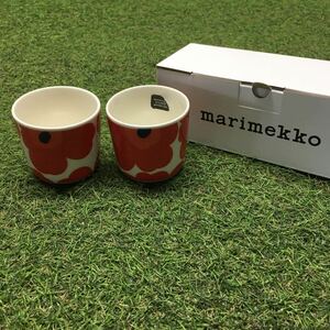 GX4411 MARIMEKKO マリメッコ UNIKKO ウニッコ 067849-001 ラテマグカップ 2個セット食器 ホワイト.レッド 未使用 保管品 コップ