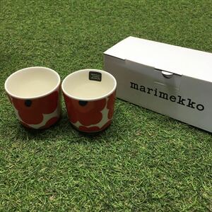 GX4426 MARIMEKKO マリメッコ UNIKKO ウニッコ 067849-001 ラテマグカップ 2個セット食器 ホワイト.レッド 未使用 保管品 コップ