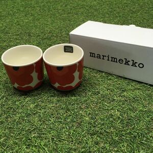 GX4427 MARIMEKKO マリメッコ UNIKKO ウニッコ 067849-001 ラテマグカップ 2個セット食器 ホワイト.レッド 未使用 保管品 コップ