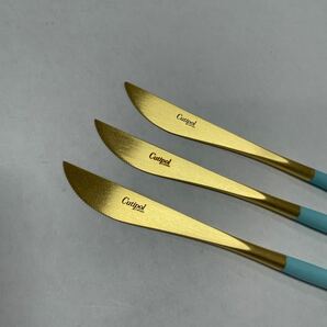 GX5030 Cutipol クチポール カトラリーセット ゴア ターコイズ ゴールド ナイフ 5点まとめ キッチン インテリア 未使用 保管品 食器の画像3