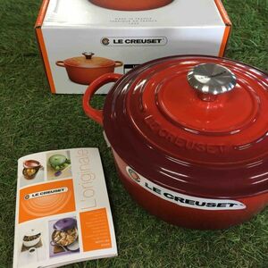 GX2249 LE CREUSET ル・クルーゼ 両手鍋 ココット ロンド 21177-20cm ホーロー鍋 料理 調理器具 レッド 箱汚れ破れ 未使用 保管品 鍋