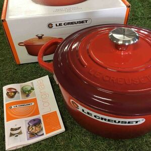 GX2254 LE CREUSET ル・クルーゼ 両手鍋 ココット ロンド 21177-22cm ホーロー鍋 料理 調理器具 レッド 箱汚れ有り 未使用 保管品 鍋