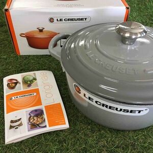 GX2237 LE CREUSET ル・クルーゼ 両手鍋 ココット ロンド 21177-20cm ホーロー鍋 料理 調理器具 ミストグレイ 箱汚れ破れ 未使用 保管品 鍋