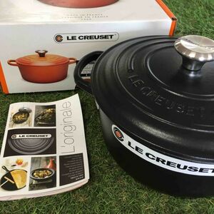 GX2224 LE CREUSET ル・クルーゼ 両手鍋 ココット ロンド 21177-20cm ホーロー鍋 料理 調理器具 ブラック 箱汚れ破れ 未使用 保管品 鍋