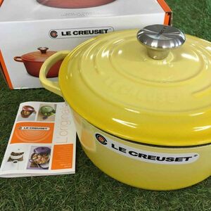 GX2222 LE CREUSET ル・クルーゼ 両手鍋 ココット ロンド 21177-24cm ホーロー鍋 料理 調理器具 イエロー 箱汚れ有り 未使用 保管品 鍋