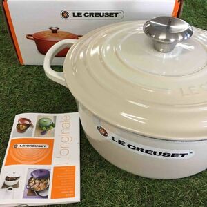 GX2242 LE CREUSET ル・クルーゼ 両手鍋 ココット ロンド 21177-24cm ホーロー鍋 料理 調理器具 メレンゲ 箱汚れ有り 未使用 保管品 鍋