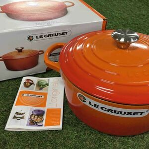 GX2200 LE CREUSET ル・クルーゼ 両手鍋 ココット ロンド 21177-22cm ホーロー鍋 料理 調理器具 オレンジ 箱汚れ有り 未使用 保管品 鍋