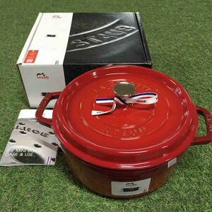 GX2085 staub ストウブ COCOTTE RONDE 1102406 24CM-3.7L レッド 鋳物 ホーロー キッチン調理器具 箱傷汚れ有り 未使用 保管品 鍋