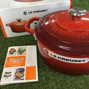 GX2257 LE CREUSET ル・クルーゼ 両手鍋 ココット ロンド 21177-22cm ホーロー鍋 料理 調理器具 レッド 箱汚れ有り 未使用 保管品 鍋