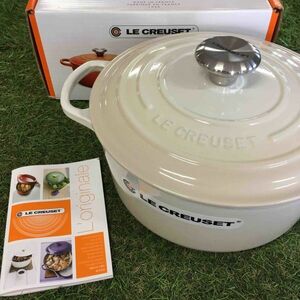 GX2248 LE CREUSET ル・クルーゼ 両手鍋 ココット ロンド 21177-24cm ホーロー鍋 料理 調理器具 メレンゲ 箱汚れ有り 未使用 保管品 鍋