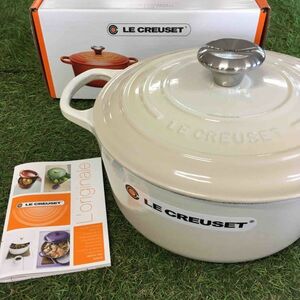 GX2244 LE CREUSET ル・クルーゼ 両手鍋 ココット ロンド 21177-24cm ホーロー鍋 料理 調理器具 メレンゲ 箱汚れ有り 未使用 保管品 鍋