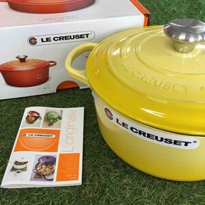 GX2211 LE CREUSET ル・クルーゼ 両手鍋 ココット ロンド 21177-24cm ホーロー鍋 料理 調理器具 イエロー 箱汚れ有り 未使用 保管品 鍋