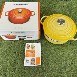 GX6014 LE CREUSET ル・クルーゼ 両手鍋 ココット ロンド 21177-20cm ホーロー鍋 料理 調理器具 イエロー 箱汚れ有り 未使用 保管品 鍋