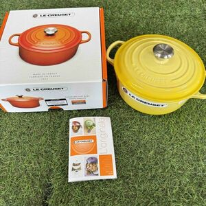 GX6006 LE CREUSET ル・クルーゼ 両手鍋 ココット ロンド 21177-20cm ホーロー鍋 料理 調理器具 イエロー 箱汚れ有り 未使用 保管品 鍋