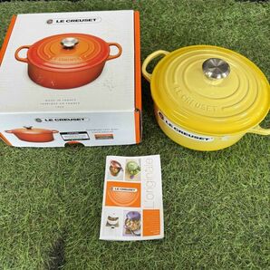 GX6013 LE CREUSET ル・クルーゼ 両手鍋 ココット ロンド 21177-20cm ホーロー鍋 料理 調理器具 イエロー 箱汚れ有り 未使用 保管品 鍋の画像1