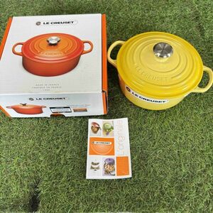 GX6011 LE CREUSET ル・クルーゼ 両手鍋 ココット ロンド 21177-20cm ホーロー鍋 料理 調理器具 イエロー 箱汚れ有り 未使用 保管品 鍋