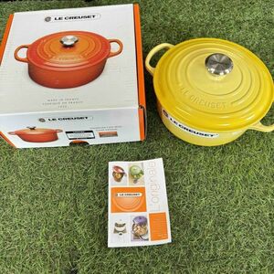 GX6009 LE CREUSET ル・クルーゼ 両手鍋 ココット ロンド 21177-20cm ホーロー鍋 料理 調理器具 イエロー 箱汚れ有り 未使用 保管品 鍋