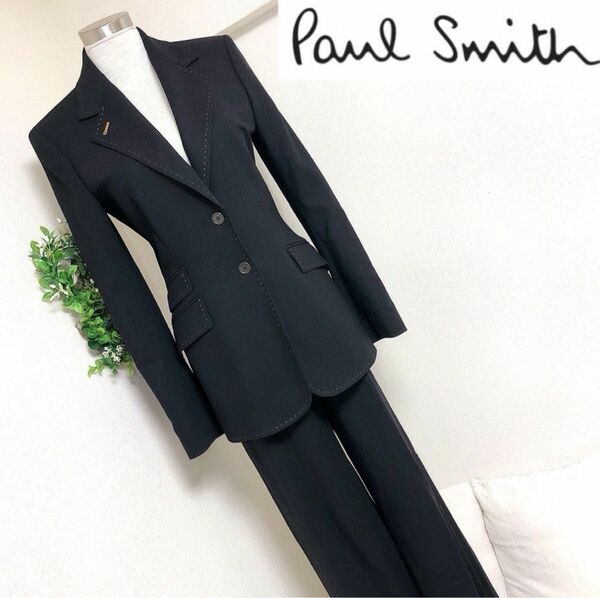 ポールスミスのハンドステッチ高級パンツスーツ黒ブラック