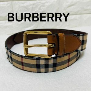 BURBERRY バーバリー ノバチェック ゴールド金具 ベルト 表記サイズ 38/95 レディース メンズ ブラウン系 