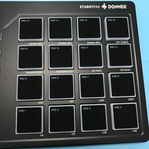 サ) 通電確認のみ Donner MIDIコントローラー 16パッド STARRYPAD USB Type-c 音楽制作 フィンガードラムパッド 日本語取扱説明書 管理M の画像3