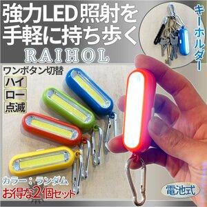 カラビナ 付き ミニライト 2個セット COBライト 懐中電灯 LED 照明 ライト キーホルダー ジョギング 2-RAIHOL