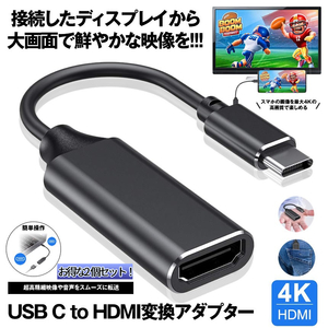 USB C to HDMI 変換アダプター 2個セット TYPE-C HDMI 変換 ケープル HDMI タイプC変換 C変換 HDMI変換 2-CHCABALE