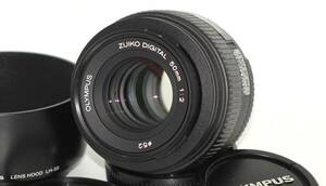 ★美品★ OLYMPUS オリンパス ZUIKO DIGITAL 50mm F2 MACRO ED 前後キャップフード付属 #O182