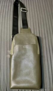  Paul Smith Gold Zip type pushed . leather body bag 