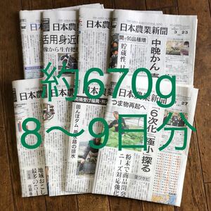 【少量が必要な方に】古新聞(日本農業新聞,朝日新聞)約670g(8～9日分)新聞紙 ペット飼育,掃除,工作などに