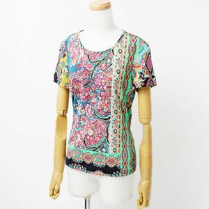 MG2405* France made Christian Lacroix Christian Lacroix cut and sewn T-shirt short sleeves total pattern crew neck stretch multicolor L