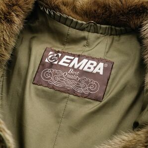 MG2518☆エンバ EMBA 最高級毛皮 ミンク MINK ファーコート ミドルコート 本毛皮 リアルファー グリーン系 サイズL相当の画像7