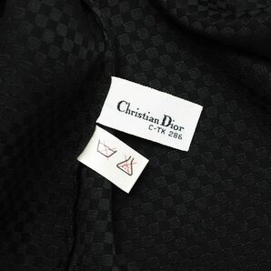 MG2444☆クリスチャンディオール プレタポルテ Christian Dior 総シルク ブラウス シャツ ブロックチェック柄 ロゴ 長袖 ブラック Lの画像8