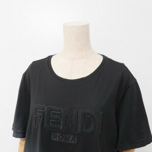 GO5166〇イタリア製*フェンディ FENDI*ロゴ*総柄/グラデーション*Tシャツ*半袖*カットソー*L～XL相当*ブラック系の画像4