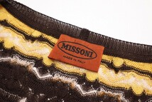 GP7447▼イタリア製▼ミッソーニ MISSONI*ウール×モヘヤ混*総柄*クルーネック 長袖 ニット セーター*サイズ44*ブラウン×イエロー系_画像7