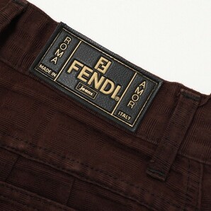 TH4185▼イタリア製▼フェンディ FENDI*ヴィンテージ*ズッカ柄 FFロゴ テーパードパンツ*ロゴボタン*コットン*サイズ42*ブラウンの画像8