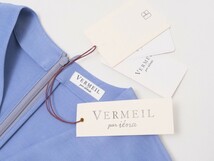 MF9272〇未使用*定価2.7万円*ヴェルメイユ パー イエナ VERMEIL par iena*ハートシェイプネック ベルライン ワンピース*F*ブルー_画像4