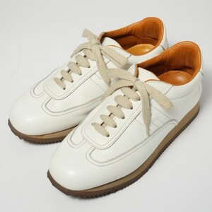 GP6380*イタリア製*エルメス HERMES《クイック Quick》Size 38.5*Hロゴ*レザースニーカー/レザーシューズ/ローカット/革靴*ホワイト