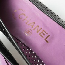 GP7495*イタリア製*CHANEL シャネル*CC ココマーク*パンチングレザー*パンプス*36C(23cm相当)*靴*ブラック_画像7