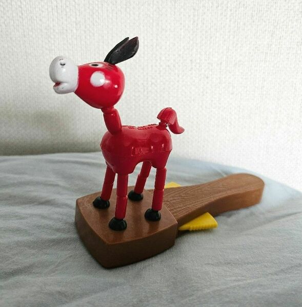昭和レトロ プッシュパペット クタクタ人形 レッド 赤い ロバ ビンテージ 