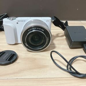 ソニー NEX-3N APS-C 3.5-5.6/PZ 16-50 ミラーレス 一眼カメラ 動作品 バッテリー ボディ シルバー SONY の画像1