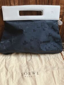 レア★ロエベ LOEWE クラッチバッグ パーティーバッグ ホワイトダークブルー おしゃれ セカンドバッグ 