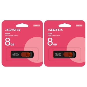 2本セット USBメモリ 8GB 5年保証 ADATA USB2.0 スライド式 AC008-8G-RKD USB 黒の画像1