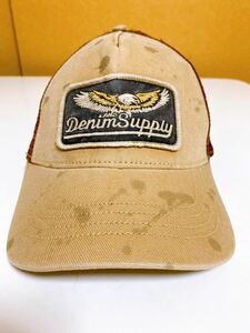 DENIM&SUPPLY デニム&サプライ ラルフローレン ワッペン メッシュ キャップ 帽子ベージュ系