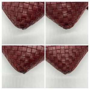 美品☆BOTTEGA VENETA ボッテガ ヴェネタ ショルダーバッグ レザー イントレチャート 編み込み ワインレッド ボルドー カメラバッグ ポーチの画像6