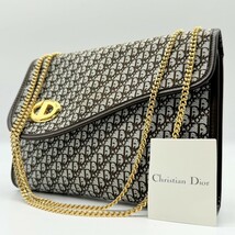 極美品／激レア☆Christian Dior クリスチャンディオール チェーン ショルダーバッグ 2way サドルバッグ トロッター ハンドバッグ ブラウン_画像1