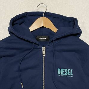 激レアXL◎ ディーゼル【人気デザイン】DIESEL スウェットパーカー ジップアップ ブルー バックプリント 背中ロゴ ジャケット 大きめ 3884の画像3