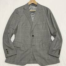 実寸XL◎ アクアスキュータム テーラードジャケット グレンチェック グレー AB6 春夏活躍 ブレザー メンズ Aquascutum 特大 3920_画像2