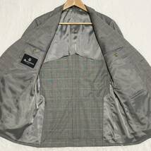 実寸XL◎ アクアスキュータム テーラードジャケット グレンチェック グレー AB6 春夏活躍 ブレザー メンズ Aquascutum 特大 3920_画像5