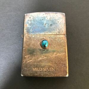 Y0381 ZIPPO ジッポ ジッポー 激レア MILD SEVEN ターコイズ 天然石 レトロ ヴィンテージ 入手困難 ライター コレクション 着火未確認